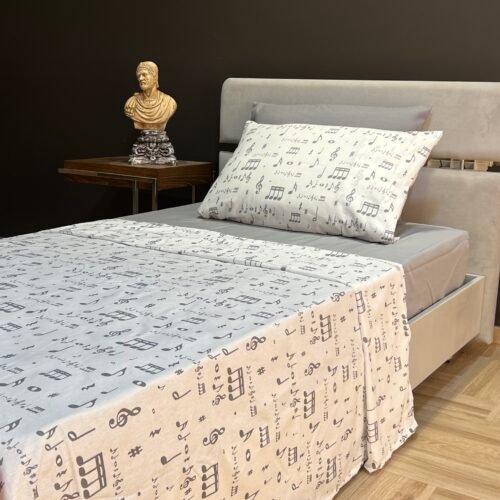 1 Parure de Lit Notes de Musique – Mélodie Grise