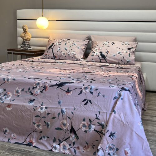 Parure Satin de Coton Imprimé Éveil Printanier