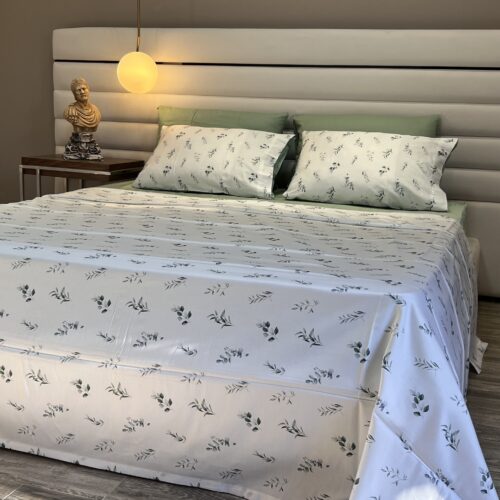 Parure Satin De Coton Imprimé Feuilles et Baies