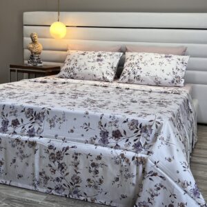Parure Satin de Coton Imprimé – Éclat Lilas