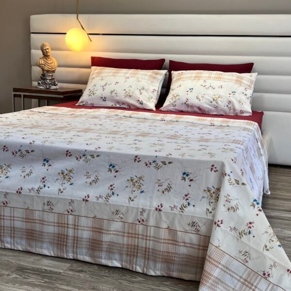 Parure de Lit Jardin de Roses – Éclat Blanc et Rouge