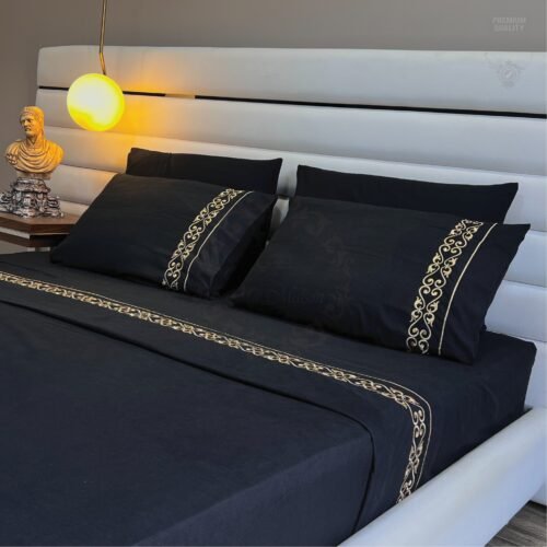 Parure de Lit Brodée - Fer Forget Doré métallique