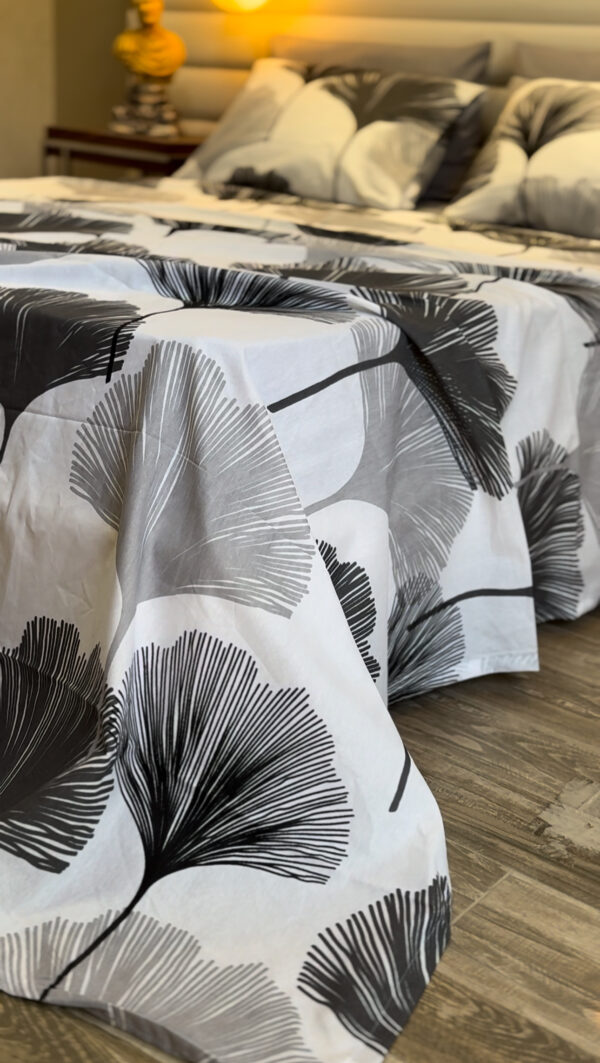 Parure de Lit Feuilles de Ginkgo – Épure Gris Anthracite