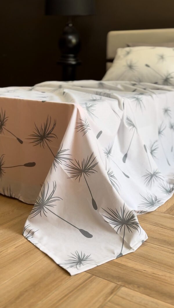 Parure de Lit Jardin Aérien – Blanc Doux & Brume Grise