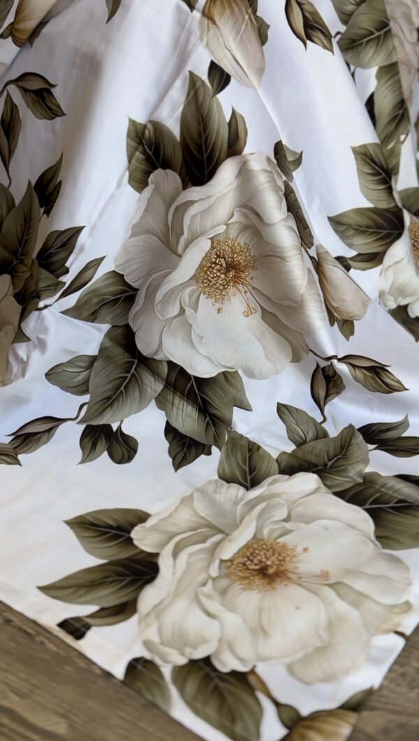 Parure de Lit Satin De Coton – Feuillage Émeraude