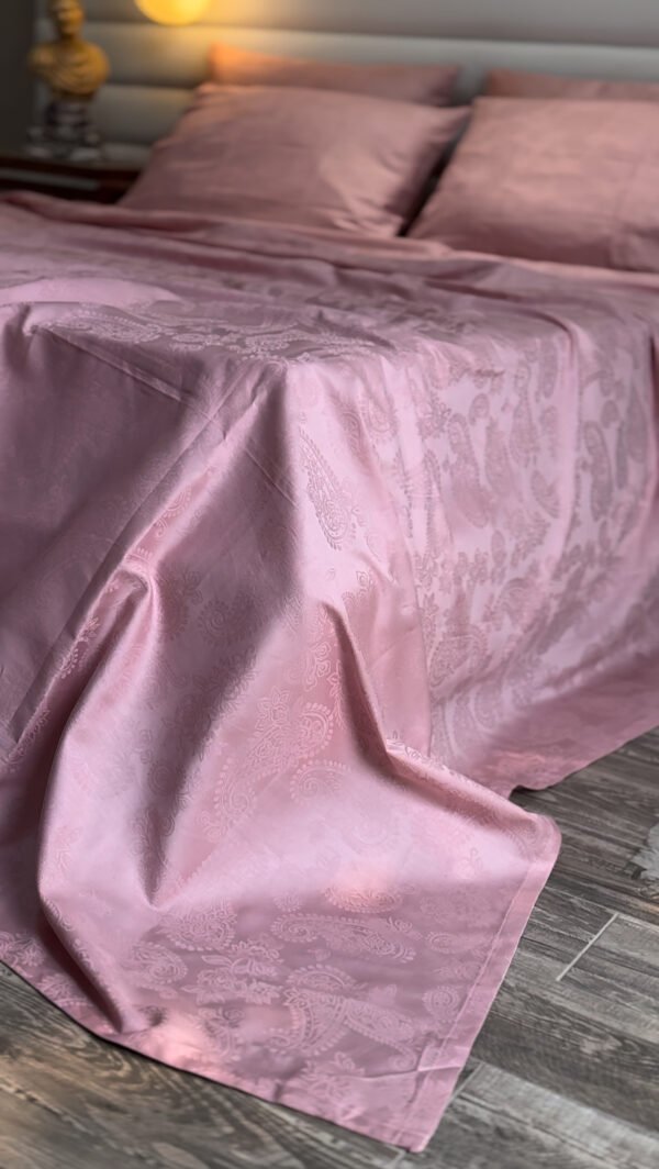 Parure de Lit Satin De Coton Rose Poudré – Éveil Pastel