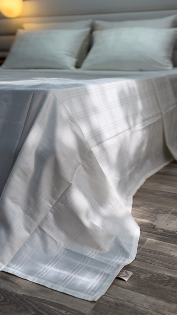 Parure de Lit Satin De Coton Blanc – Épure Moderne