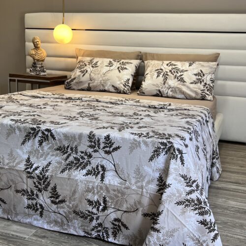 Parure de Lit Rêve Feuillu – Monochrome Poétique