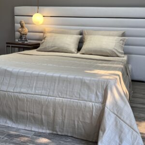 Parure de Lit Satin De Coton beige – Épure Moderne