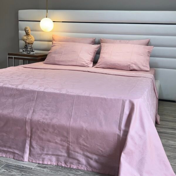 Parure de Lit Satin De Coton Rose Poudré – Éveil Pastel
