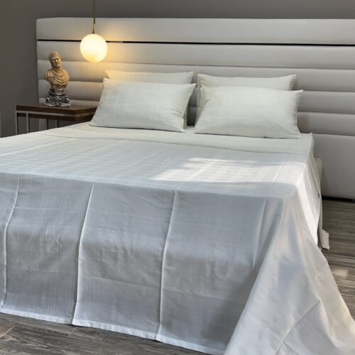 Parure de Lit Satin De Coton Blanc – Épure Moderne
