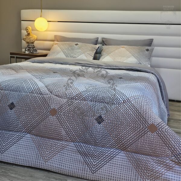 Couette 2 Places Éclats Graphiques – Harmonie Gris Taupe