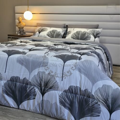 31 Couette 2 Places Ginkgo Gris – Design Nature