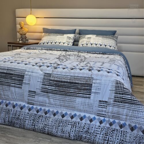 33 Couette 2 Places Éclats d’Azur – Motifs Structurés