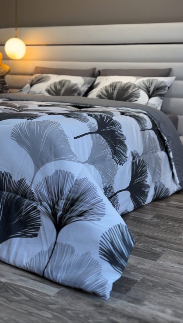 Couette 2 Places Ginkgo Gris – Design Nature