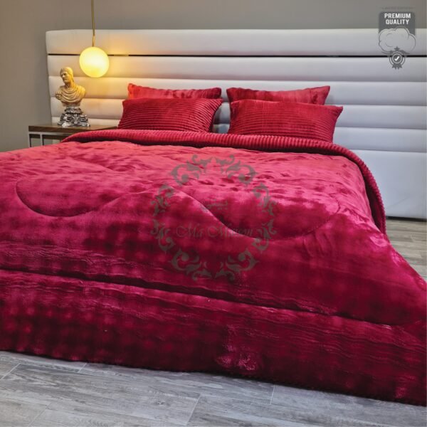 16' Couvre-lit Polaire 2 Places – Rouge Velours Élégance