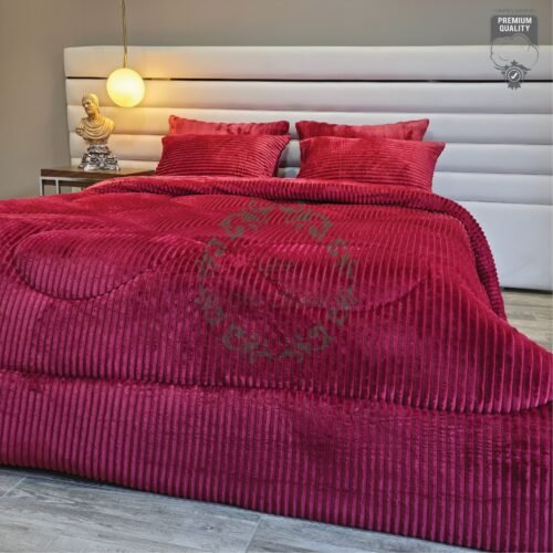 16 Couvre-lit Polaire 2 Places – Rouge Velours Élégance