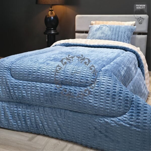 9 Couvre-lit Polaire 1 Place – Gris Bleu Premium