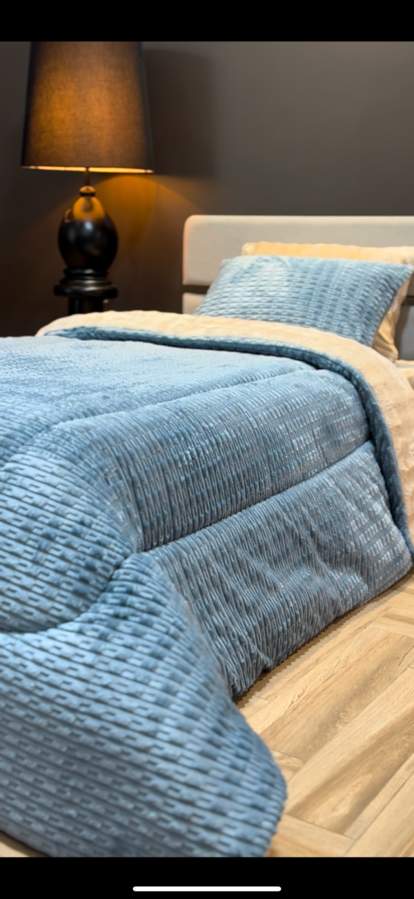 IMG_4582 Couvre-lit Polaire 1 Place – Gris Bleu Premium