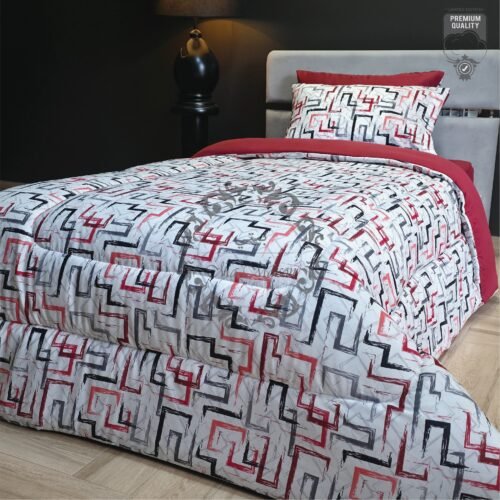 12 Couette 1 Place Graphik Urbain – Rouge & Noir