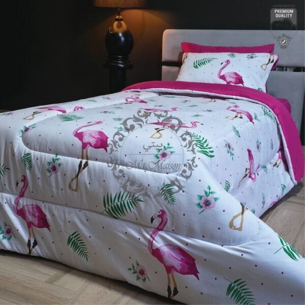 Couette 1 Place Flamant Tropical -Rêve Caraïbe