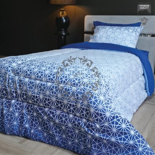 Couette 1 Place Étoiles Entrelacées – Bleu Minuit