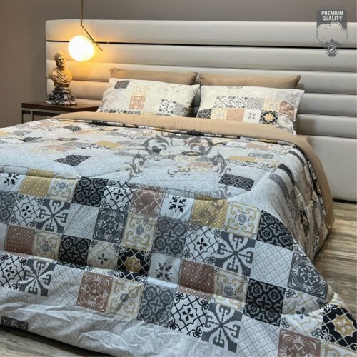21 Couette 2 Places Patchwork Élégance – Motifs Géométriques