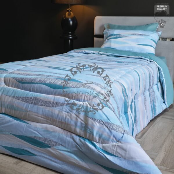 Couette 1 Place Horizon Bleu – Motif Structuré