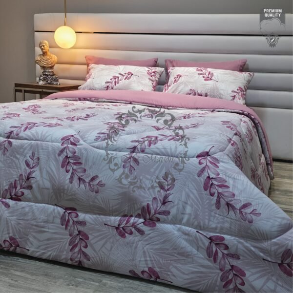 Couette 2 Places Feuillage Pourpre – Élégance Florale