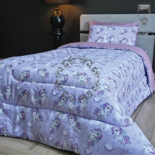 Couette 1 Place Licorne Céleste – Rêves Lavande