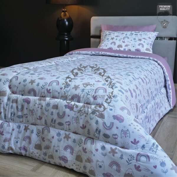 Couette 1 Place Arc-en-Rêves – Motifs Pastel Animaliers