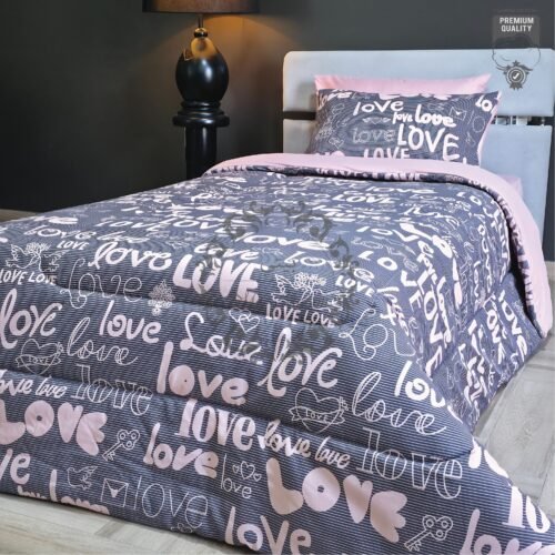 Couette 1 Place Mots d’Amour – Style Graphique Moderne