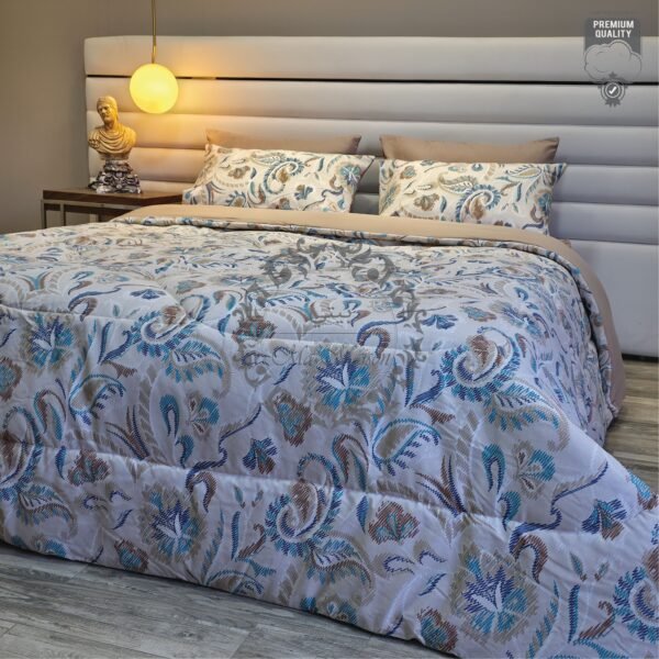 37 Couette 2 Places Reflets d’Iris – Harmonie Beige et Bleu