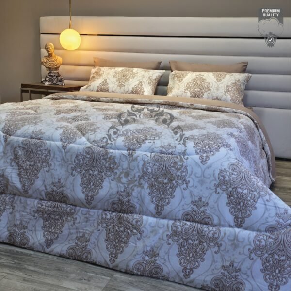 Couette 2 Places Arabesque Élégante – Beige Sépia