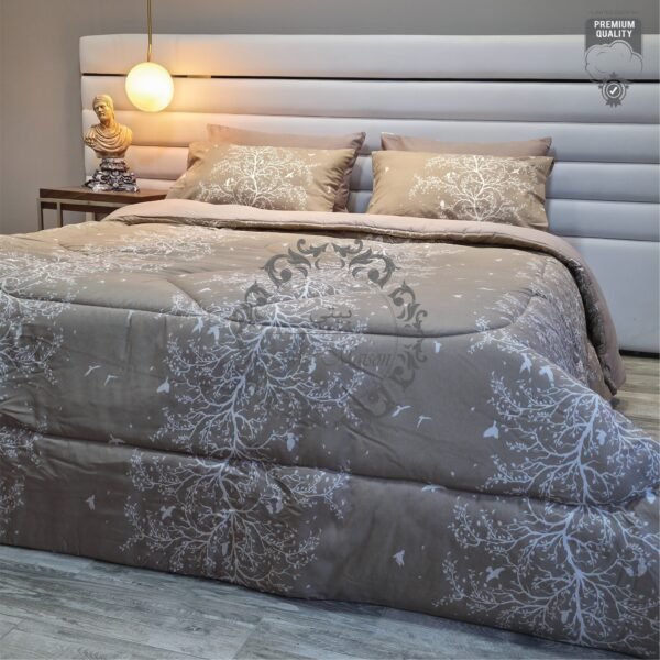 Couette 2 Places Feuillage Taupe – Élégance Naturelle