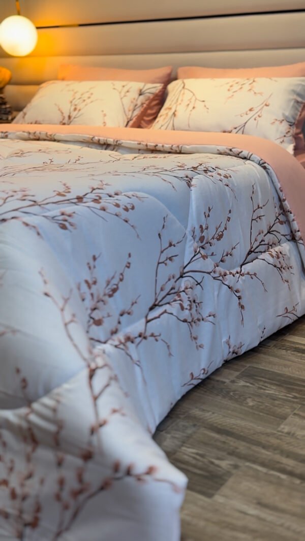 Couette 2 Places Rameaux en Fleurs – Éveil Rosé