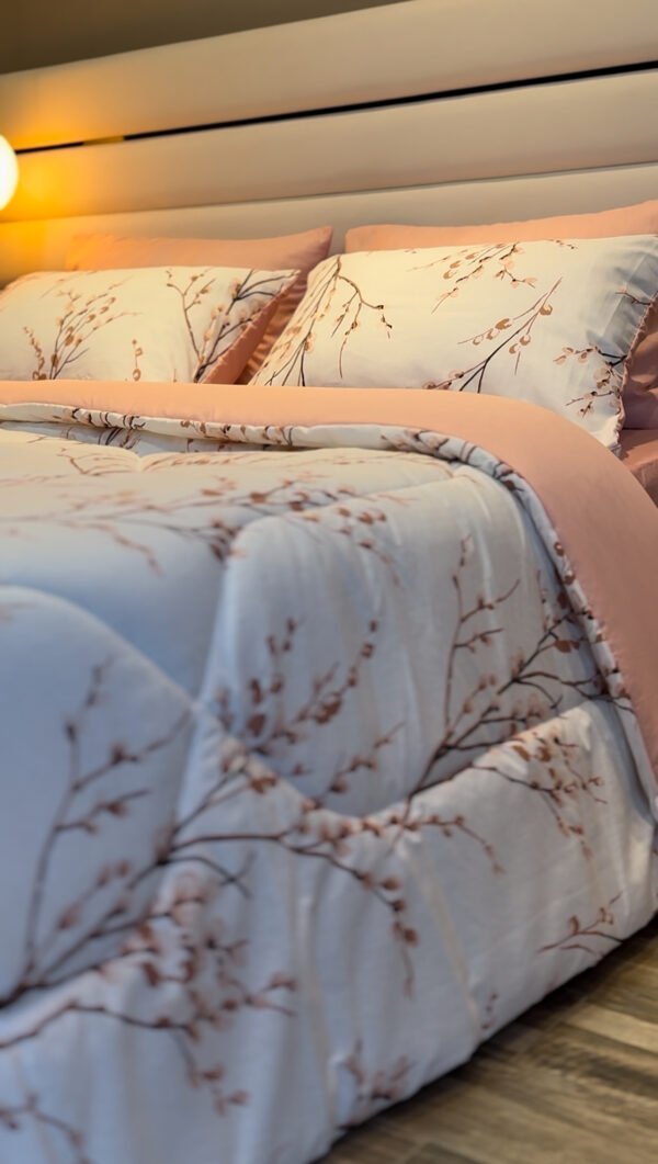 Couette 2 Places Rameaux en Fleurs – Éveil Rosé