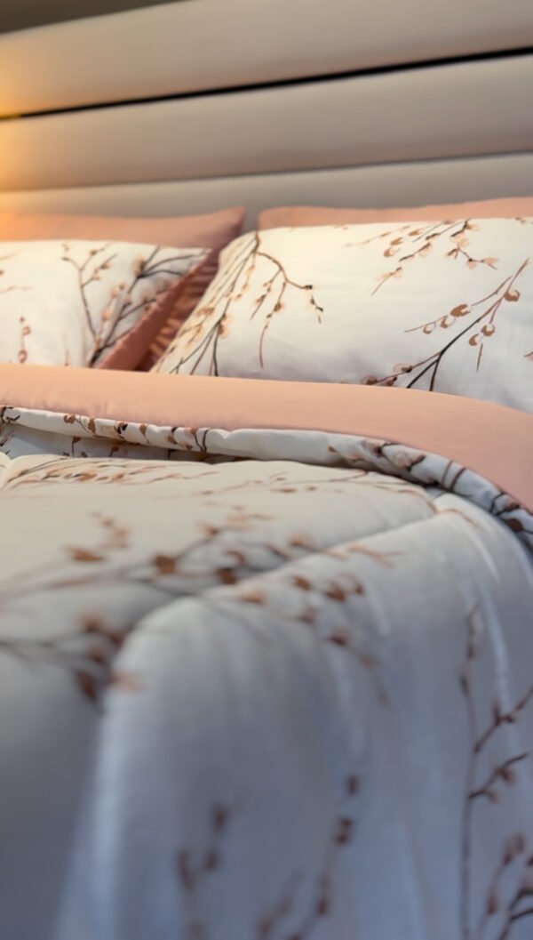 Couette 2 Places Rameaux en Fleurs – Éveil Rosé