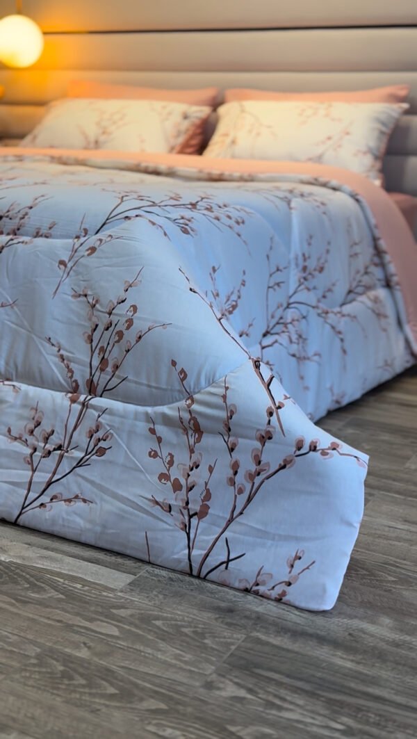 Couette 2 Places Rameaux en Fleurs – Éveil Rosé