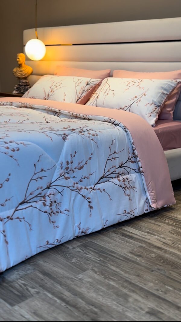 Couette 2 Places Rameaux en Fleurs – Éveil Rosé