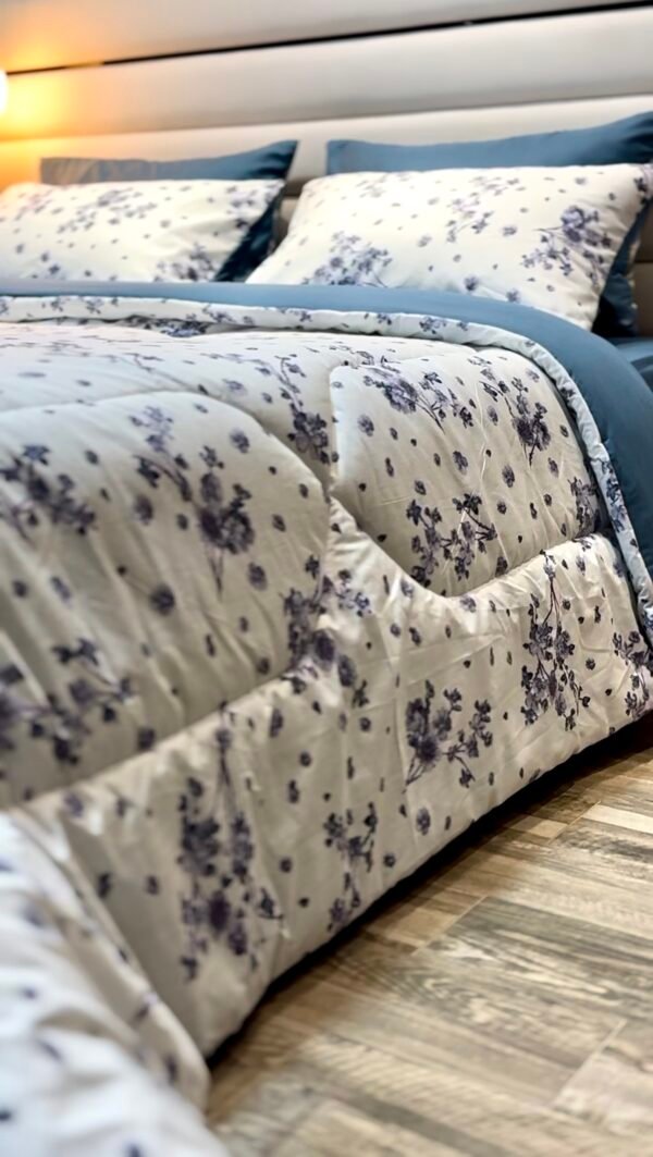 Couette 2 Places Bleu Éclosion – Élégance Florale