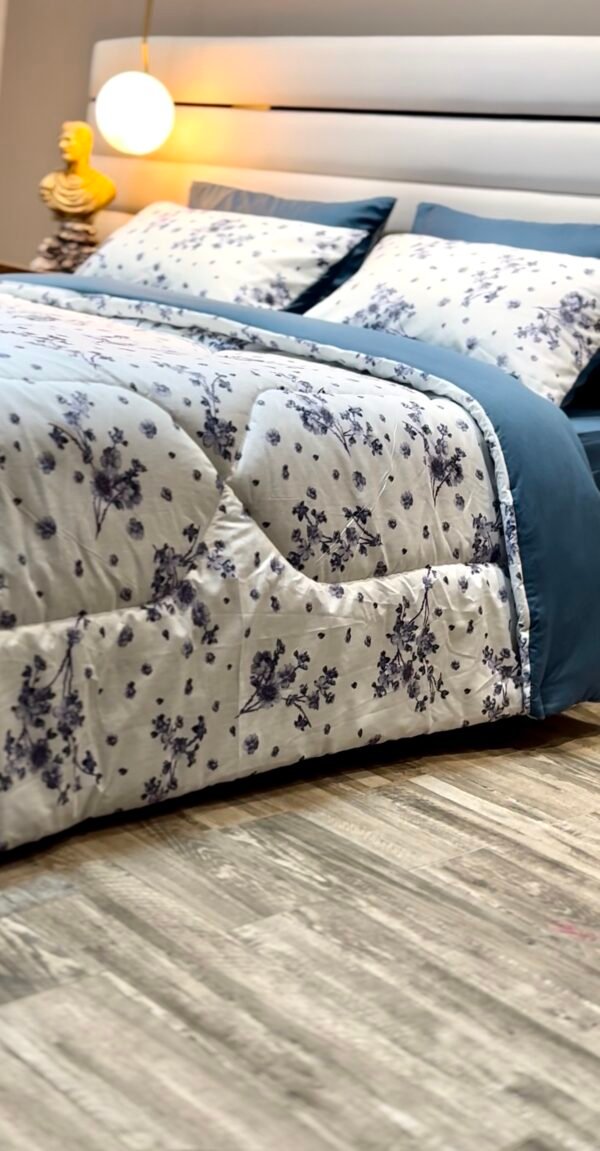 Couette 2 Places Bleu Éclosion – Élégance Florale