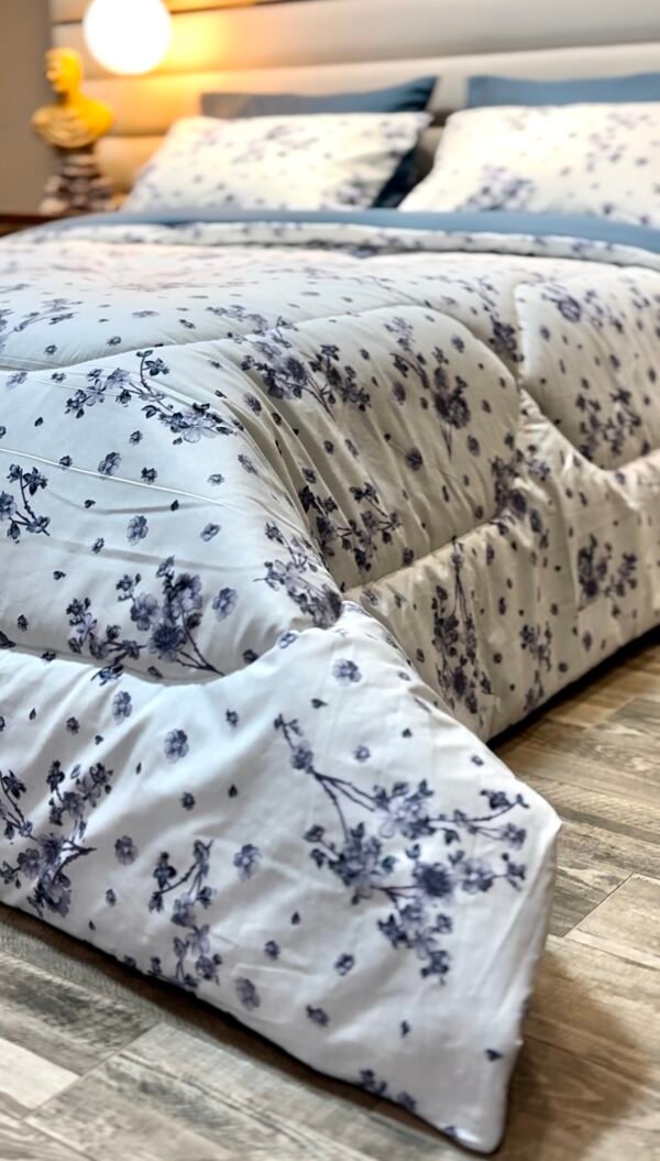 Couette 2 Places Bleu Éclosion – Élégance Florale