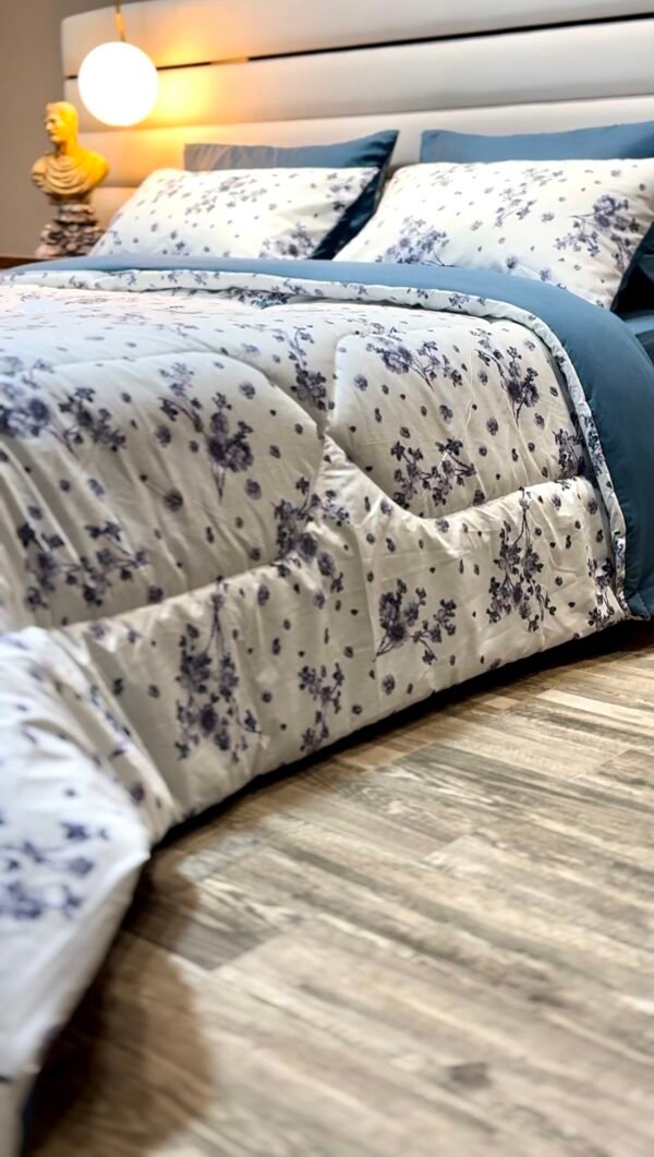 Couette 2 Places Bleu Éclosion – Élégance Florale