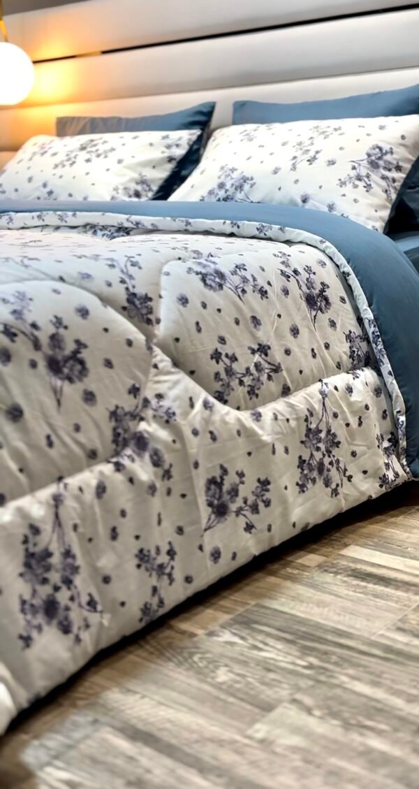 Couette 2 Places Bleu Éclosion – Élégance Florale