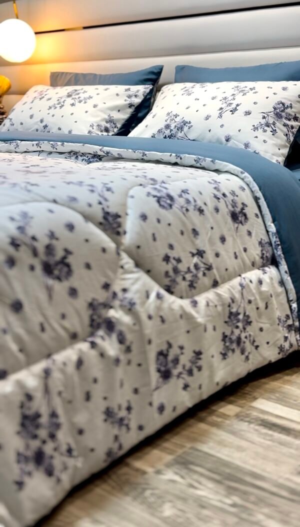 Couette 2 Places Bleu Éclosion – Élégance Florale