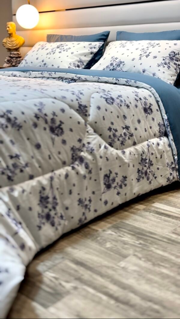 Couette 2 Places Bleu Éclosion – Élégance Florale