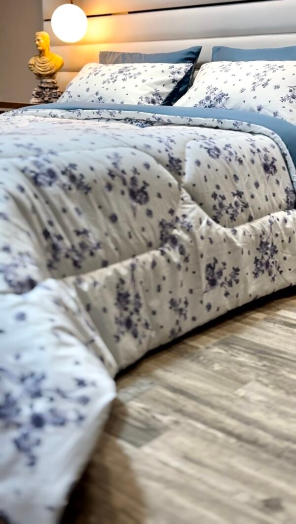 Couette 2 Places Bleu Éclosion – Élégance Florale