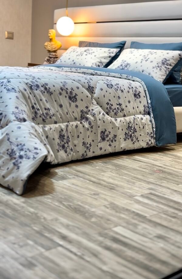 Couette 2 Places Bleu Éclosion – Élégance Florale