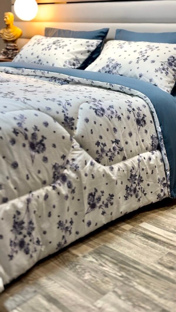 Couette 2 Places Bleu Éclosion – Élégance Florale